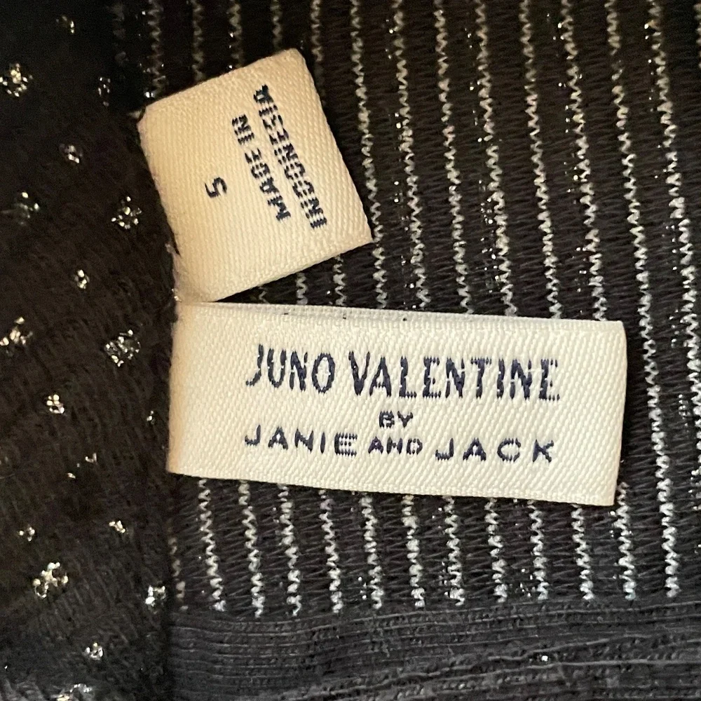 Janie Jack x Juno Valentine Girls Dress 5 Black Metallic Bow Holiday Party Photo
